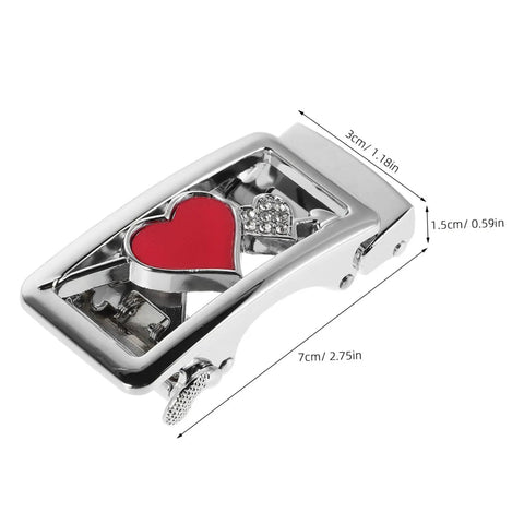 Quick Release Women Belt Buckle For Jeans Auto Buckle Waist Strap Fastener with heart design and alloy construction.