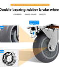 Close-up of 6-inch swivel wheel with brake on Foldable Platform Truck Push Dolly Heavy Duty 2000 Lb Capacity, showing rubber and bearings.