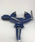 360 Degree Rotating Bench Vise For Woodworking And DIY, 2.5 Inch Cast Iron Table Vise Clamp, Heavy Duty Grip With 0 To 2.5 Inch Jaw Opening, Built Tough For Hobbyists And Makers, blue cast iron