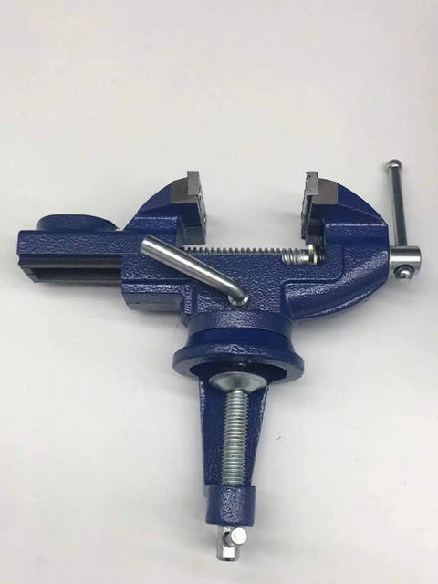 360 Degree Rotating Bench Vise For Woodworking And DIY, 2.5 Inch Cast Iron Table Vise Clamp, Heavy Duty Grip With 0 To 2.5 Inch Jaw Opening, Built Tough For Hobbyists And Makers, blue cast iron