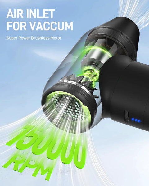 Ultra Fast Air Duster Pro For Drones And Cameras, 150000 RPM Electric Blower close-up of motor and air inlet