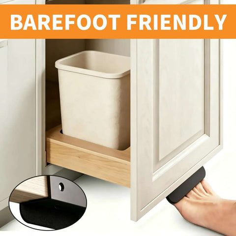 Under Cabinet Foot Pull Toe Opener for Hands Free Kitchen Trash Cabinet Drawer 4.3 Inch Matte Black With Adhesive And Screws Easy