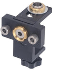 Hella Sturdy Aluminum Dowel Jig and Pocket Hole Drill Guide Kit for Rapid Woodworking, showing detailed drill alignment features.