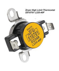 Dryer High Limit Thermostat D510701 L225-40F For Heavy Duty Dryers, black ceramic thermostat with metal bracket