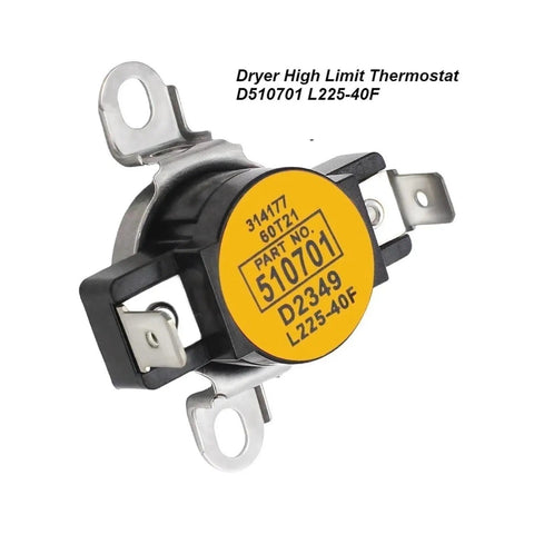 Dryer High Limit Thermostat D510701 L225-40F For Heavy Duty Dryers, black ceramic thermostat with metal bracket