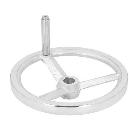 Rotary Handwheel 250mm Diameter Cast Iron Chrome Plated With 3 Spoked Revolving Handle for Lathe Milling Machine Grinder