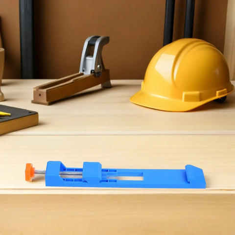 Grab These 2pcs Adjustable Wood Cutting Positioning Clamps For Your Circular Saw Rail on a wooden work surface.