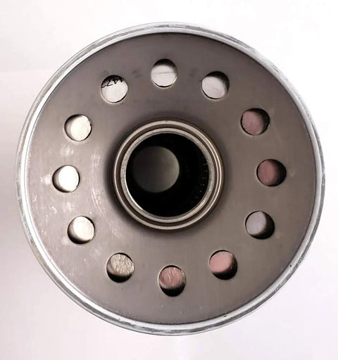 Top view of Spin On Filter 10 Micron 1.5 Inch 16 Threads For SF Series Housing 5.1 Inch Diameter 10.9 Inch Tall Replacement Filtration Part.