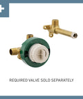 Single Handle Wall Mount Tub Filler With High Flow Faucet And Rough In Valve, CC ICS Connections, valve components displayed