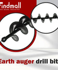 Heavy Duty Steel 24 Inch Long 2 Inch Diameter Earth Auger Drill Bit For Three Eighths Inch Hex Drive Drills with black spiral design