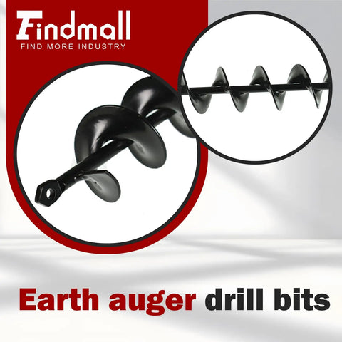 Heavy Duty Steel 24 Inch Long 2 Inch Diameter Earth Auger Drill Bit For Three Eighths Inch Hex Drive Drills with black spiral design