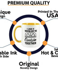 Two Tone Yellow 11oz Coffee Mug For Boat Lovers I Love It When We Are Cruisin Gift For Sailors Yachting Boaters with anchor design