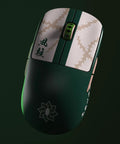 Demon Slayer X2A Wireless Gaming Mouse for PC and Mac, green with white patterns, showcasing ambidextrous design