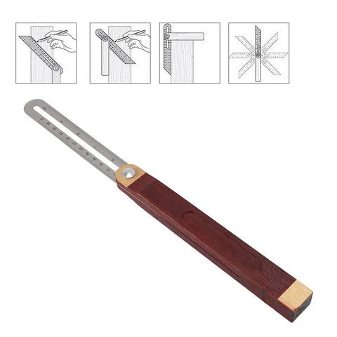 Heavy Duty T Bevel Gauge Angle Finder With Smooth Rosewood Handle And Precise Stainless Steel Ruler For Woodworking And Diy Tasks That Honestly Nail Every Cut No Sweat, showing the gauge with ruler.