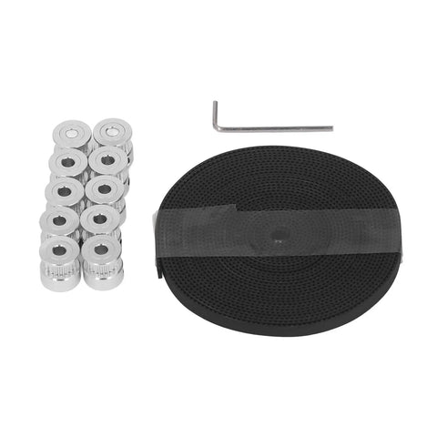 20 Tooth Timing Pulley Aluminum Alloy Sync Wheel Kit With 6mm Rubber Belt For Stable Power Transfer In CNC Machines And 3D Printer Setups Perfect For Hella Smooth Operation, set with hex key
