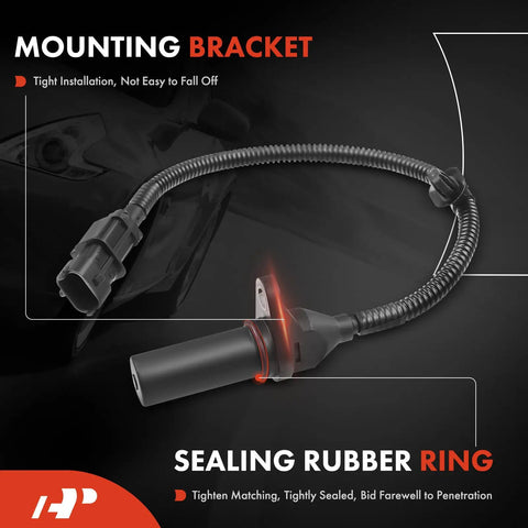 Engine Crankshaft Position Sensor Replacement For Hyundai Kia Dodge DropIn Fit, close-up of mounting bracket and sealing rubber ring.