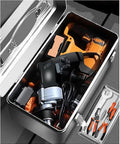 Sturdy Portable Stainless Steel Tool Box With Metal Latch, On-The-Go Storage Case for Tools with removable tray and tools inside