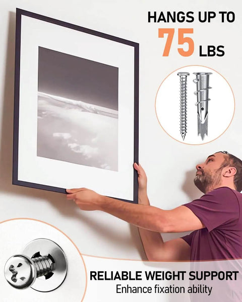 All In One 200 Piece Drywall Anchors And Screws Kit Self Drilling With Case DIY Friendly Mounting supports up to 75 lbs