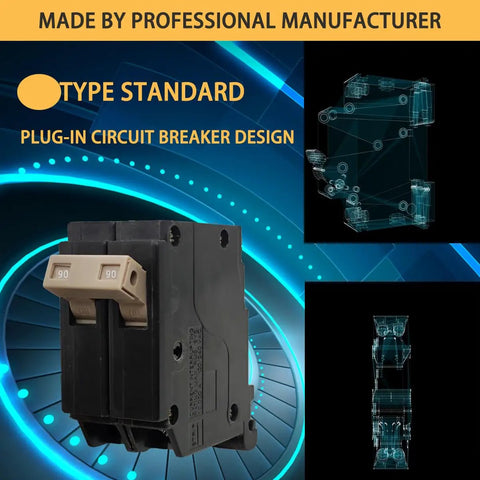 40 Amp Two Pole Molded Case Circuit Breaker Plug In Type Three Quarter Inch Thermal Magnetic Protection 10K A at 120 and 240 Volt OEM Compatible Load Centers Easy Install Genuine OEM Ten Year Warranty