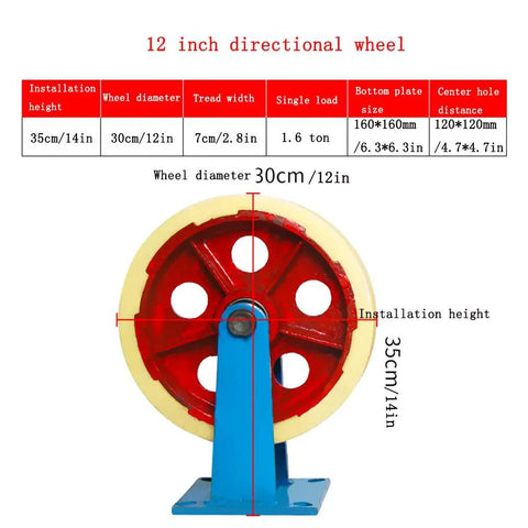 Heavy Duty Swivel Casters With Brakes Rock Solid Iron Core Nylon Wheels For Industrial Machinery Medical Carts, 12 inch wheel