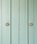 European Style Iron Nickel Alloy Cabinet Handles Set Of 2 In Vintage Dark Bronze on green wardrobe