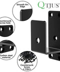 Heavy Duty Black Steel Door Barricade Brackets 32 Pack U Shape shows countersunk screw holes and smooth arc edges for 2x4 reinforcement.