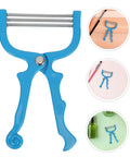 Four Piece Manual Facial Hair Remover Kit For Women With Portable Spring Epilator And Stainless Steel Coils For Chin And Neck Hair Removal Precision threading tool, blue handle