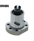 Close-up of SFU1605 single nut for 16mm C7 rolled ballscrew with precision linear drive in various lengths for engraver router.