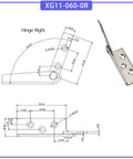 Beefed-Up 304 Stainless Steel Hinge Hardware Kit With Latch For Industrial Electrical Automation 1 Piece XG11-060-0R technical drawing