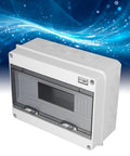 IP65 Waterproof Distribution Box with transparent ABS cover, rugged electrical enclosure in white for control panels and factories.