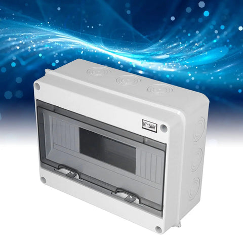 IP65 Waterproof Distribution Box with transparent ABS cover, rugged electrical enclosure in white for control panels and factories.