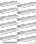 12 Pack Silver Aluminum Edge Pull Handles For Kitchen Cabinets Concealed Drawer Finger Grip Knobs With Screws, featuring a sleek metallic finish.
