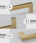 Champagne Bronze Cabinet Handles 25 Pack 5 Inch Square Drawer Pulls Stainless Steel Tarnish Resistant for Kitchen Cabinets