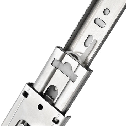 Close-up of Two Piece Heavy Duty Drawer Slides Set, 10 To 22 Inch Range, 304 Stainless Steel Rails, 45kg Load Capacity