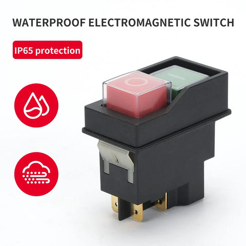 Job Site Magnetic On Off Switch With Automatic Vacuum Control For Power Tools Grinders And Cutters Rock Solid 16A 110V safety button with IP65 protection.