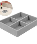Prime Velvet Jewelry Organizer Tray With Four Grid Sections Stackable Display Holder For Watches Bracelets Rings, gray velvet.