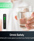 Digital pH Meter With 0.01 Accuracy Pen Tester For Water And Hydroponics, Auto Temperature Compensation, Easy Hold Function, Ultra-Sensitive Electrode, Dialed-In Readings For Precise, Consistent pH Checks, held with glass of water