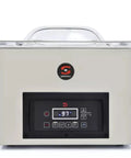 Solid Kitchen Workhorse Chamber Vacuum Sealer With 17 Inch Seal Bar And Double Seal System Built For Broths Soups And Marinated Meat No Fuss Sensor Control Stainless Countertop Rig front view showing control panel.