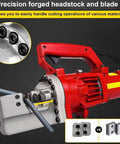 MXJCKSOQ Electric Hydraulic Rebar Cutter Handheld Steel Bar Cutting Machine 1250W Motor with precision forged blade.
