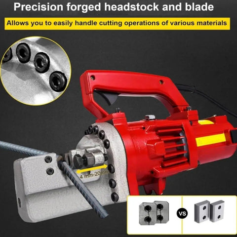 MXJCKSOQ Electric Hydraulic Rebar Cutter Handheld Steel Bar Cutting Machine 1250W Motor with precision forged blade.