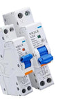 Big Time 1P And N Residual Current Circuit Breaker With Real Time Leakage Scan and Air Handler Line Guard plus three breakers stacked.