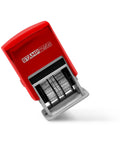 Top Shelf Self Inking Date Stamp With Adjustable Month Day Year Dial, red and gray ink stamp for office use.