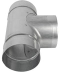 Heavy Duty Galvanized Steel Four Inch Tee Shape Ducting Splitter Solid Ninety Degree Vent Adapter showing rust-resistant metal design.