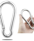 Beefy 5.5 Inch Carabiner Clips Set Of 2 Stainless Steel 304 Snap Hooks for Camping, hand holding clip, rustproof and durable