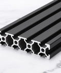 Close-up of T Slot 2080 Aluminum Extrusion Profile European Standard 300mm By 80mm Anodized Black Linear Rail Extrusion Frame