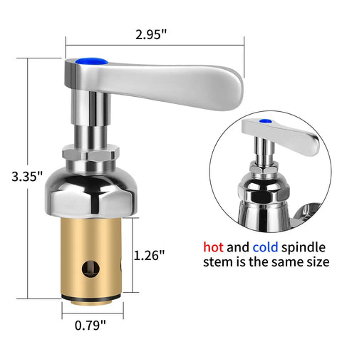 Replacement Brass Hydraulic Control Spindle Cartridge For Faucets Hot And Cold, Wall Mount Kitchen Bath DIY Upgrade, Universal Fit, Handle