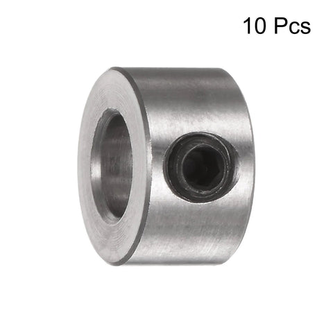10-piece stainless steel set-screw shaft collars; 6mm bore, 12mm OD, 7mm wide.