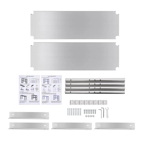 Heavy Duty Two Tier Stainless Steel Storage Rack And Adjustable Standing Shelf Unit Built Tough No Sweat Organization For Kitchen Restaurant Or Store Display Use Sleek Metal Frame