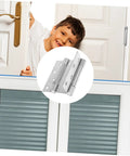 heavy duty spring-loaded door hinges installed on a white door