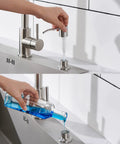 Brushed Nickel Sink Soap Dispenser For Kitchen Sink Stainless Steel Build 17 Oz Refill Bottle Built In Design Easy Top Refill